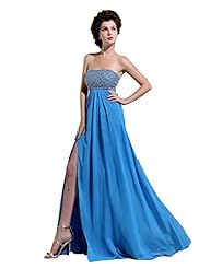 Strapless Off the Shoulder Sleeveless Lace-Up Backless Charmeuse/Chiffon/Silk Evening Dress 