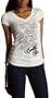 Southpole Junior's Short Sleeve V-Neck With Side Ruching,Cream,Medium