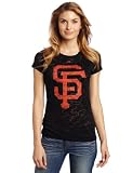 MLB Women's San Francisco Giants Pure Victory Short Sleeve Raw Cut Crew Neck Tee (Black Camo, Small)