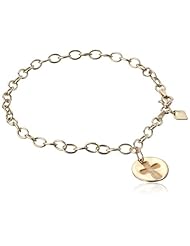 Duragold 14k Yellow Gold Organic Cross Charm Bracelet, 7.5"