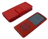 Electronics : 4G RED WALLET CASE & FREE RED SILICONE COVER FOR THE NEW APPLE iPOD NANO 4th GENERATION 8GB 16GB (SEP 2008)