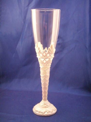 12 Plastic Acrylic Champagne Flutes Glasses 8" Tall - White