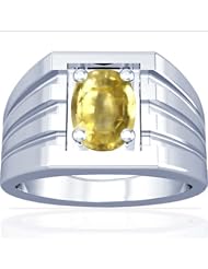 18K White Gold Oval Cut Yellow Sapphire Solitaire Ring