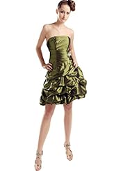 Strapless Taffeta Lace Asymmetric Cocktail Short  Bubble Dress  Ball Gown Bridesmaid Dress 