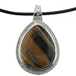 Tiger Eye Oval Pendant Necklace - Inlayed 40x30mm Gemstone with 18'' Necklace