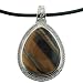 Tiger Eye Oval Pendant Necklace - Inlayed 40x30mm Gemstone with 18'' Necklace