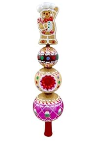 RADKO SWEET TREAT FINIAL Candy Gingerbread 16" Tree Top Glass Ornament