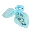 100% Silk Crepe Embroidered Plum Blossom Square Neckerchief Scarf - Light Blue