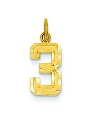 14K Gold Small Number 3 Charm Pendant FindingKing