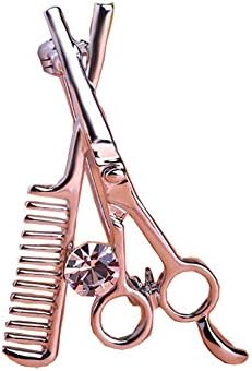 Blucoo Diamond Lovely Scissor Barber Brooch