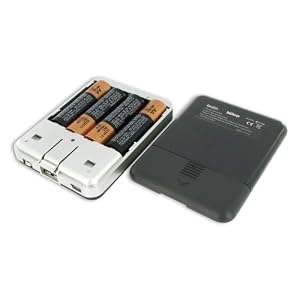 Tekkeon TekCharge Mobile Power and Battery Charger is powered by 4 AA battery cells.