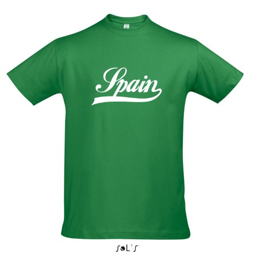 T-Shirt Spanien Oldschool Spain LÄNDERSHIRT EM / WM FAN Trikot S-XXL , Kelly green – weiß , S