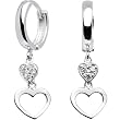 Sterling Silver CZ Dual Heart Huggy Earrings
