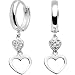Sterling Silver CZ Dual Heart Huggy Earrings