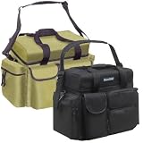 Black Fabric Soft Album Case With Headphone Compartment, 2 Accessory Compartments, Detachable Should