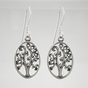 Oval Tree of Life Earrings in Sterling Silver, #9224