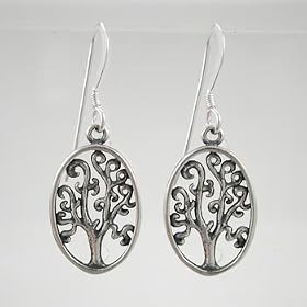 Sterling Silver Oval Tree of Life Earrings, #9224 by 