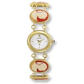 Avalon Ladies Cameo Gold-Tone Bracelet Watch # 7411Y