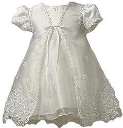 Sheer Elegance - White Christening Baptism Gown (Dress & Cape)