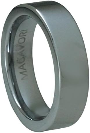 Tungsten Carbide 6MM Men / Women Wedding Band Ring Classic Pipe Cut Polished Finish Macavori Ring Size 9