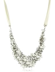 Nina Melanie Ivory Glass Pearl and Crystal Necklace