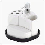 5-IN-1 Ceramic Black and White Bath Bathroom Necessities Set