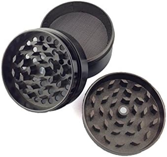 Highest Quality Aircraft Grade Aluminum Four Piece Herb, Spice or Tobacco Pollen Grinder (Black)