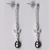 Brown Briolette Flowerpot Silver CZ Earrings