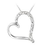 Sterling Silver 1/10ct Diamond Open Floating Heart Necklace Sterling Silver 1/10ct Diamond Open Floating Heart Necklace