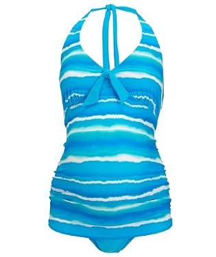 Maternity Aqua Tie Dye Stripe Tankini