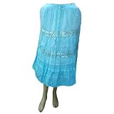 Handmade Soft Color Cotton Skirts With Adustable Doori, Inside Lining, Sequins And Strips (Free Shipping) Skrt0014r