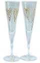 Wedding Day Gift Gold/Cream Love Hearts Pair of Flutes
