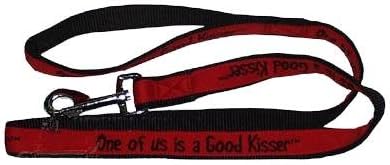 Embroidered Dog Leash 4-ft x1-in One of us (Good Kisser)