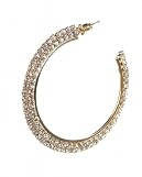 Rhinestone Flat Sided Hoop Earrings