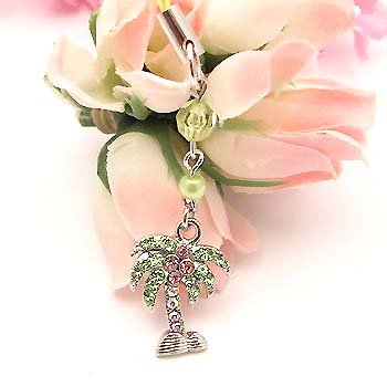 Best Price Green Palm Tree Cell Phone Charm Strap Cubic Stone