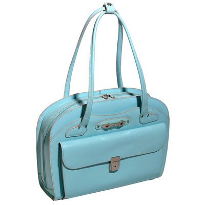 McKleinUSA LYNDON Leather Ladies Briefcase for Laptops, Aqua Blue (96678) On Sale