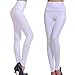 SlickBlue Womens Faux Leather High Waist Stretchy Durable Polainas Pants(Leggings) White,Large