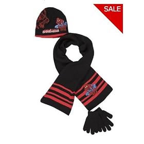 Spiderman hat, scarf and glove knitted set, size medium, guideline: for 4 - 7 years old boy
