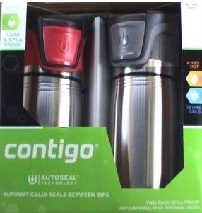 Contigo Autoseal Thermal Mugs 2 Pack (Red/Gray - 16 Oz x 2)