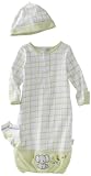 Vitamins Baby Unisex Newborn Lil Peanut 3 Piece Gown Set, Green, 0-6 Months