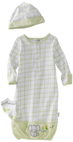 Vitamins Baby Unisex Newborn Lil' Peanut 3 Piece Gown Set, Green, 0-6 Months