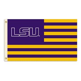 NCAA Louisiana State Fightin Tigers 3-by-5 Foot Flag Logo with Stripes with Grommets