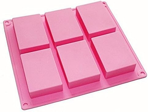 Greede 6-cavity Plain Basic Rectangle Silicone Mould for Homemade Craft Soap Mold, cake mold, Ice cube tray