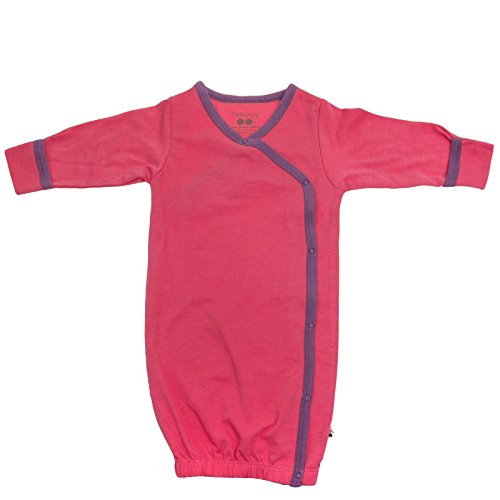 Babysoy Organic Cotton Baby Girls Kimono Bundler Gown (Pink Lemon & Eggplant, 3-6 Months)