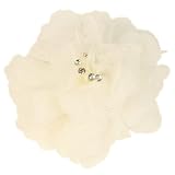 Elegant Fishnet Corsage Hair Clip Pin Brooch Clothing Hats Scarf Crystals Ivory