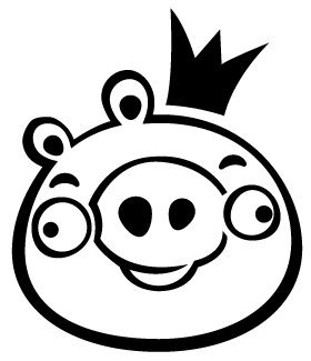 Angry Birds - King Pig - Video Game Decal / Sticker - Size: 7.0 x 6.0 inches - Color: Black