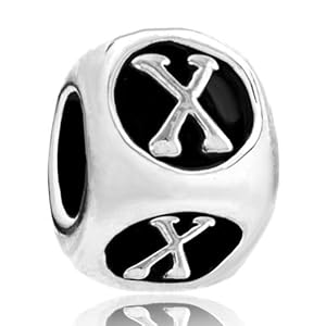 Pugster Dice-Shaped Letter X Charm alphabet Beads Fit Pandora Chamilia Biagi Charm Bracelet
