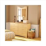 South Shore Copley Double Dresser and Mirror Set in Natural Maple