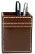 Rustic Brown Leather Pencil Cup