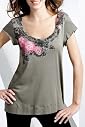 Scoop Neck Floral Swing T-Shirt [T41-2412D-S]
